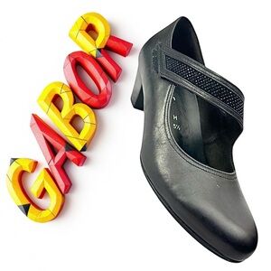 Gabor Mary Jane Heels Black Leather US 8 UK 5.5 Comfort Pumps